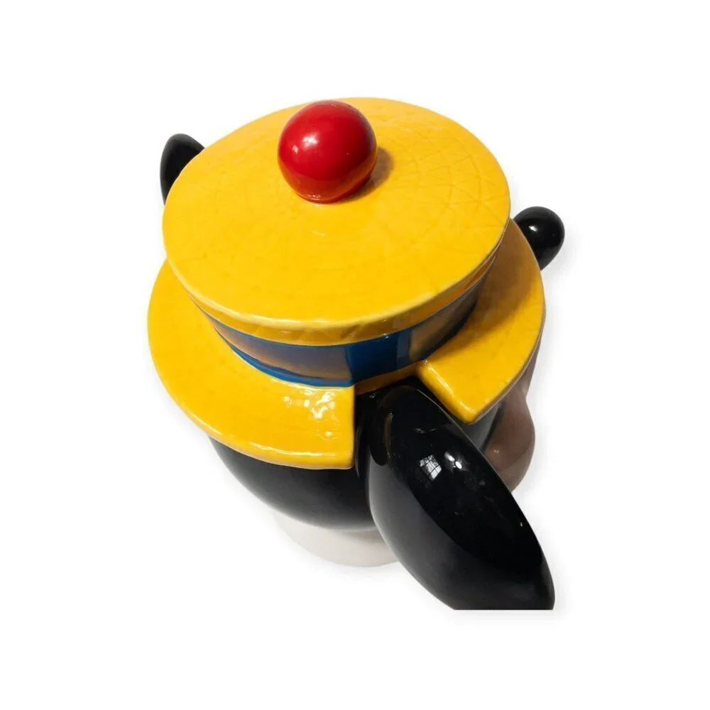 Vintage Disney Mickey Mouse Ceramic Cookie Jar With Hat Lid & Bright Colors